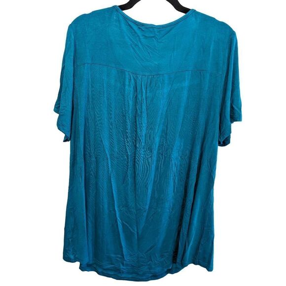 NWT Alharay Short Sleeve T-Shirt Flowy Top Lace Flowy Tunic Blouse Lace Trim Wom - Picture 2 of 7